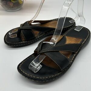 Born Black Leather Sandal Size 6 BSN5764D